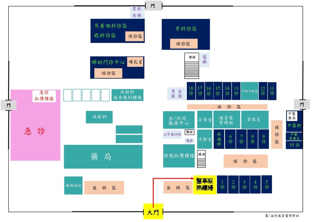 1樓服務台位置圖