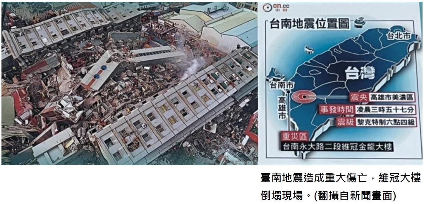 医療チームが台南の震災現場で活動