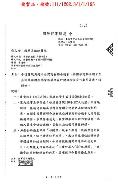 2022年臺灣商會特約健檢醫院1