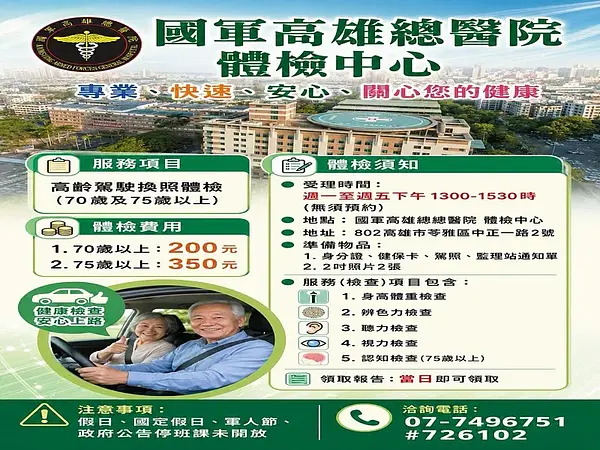 高齢運転者の免許更新健康診断（70歳以上・75歳以上）