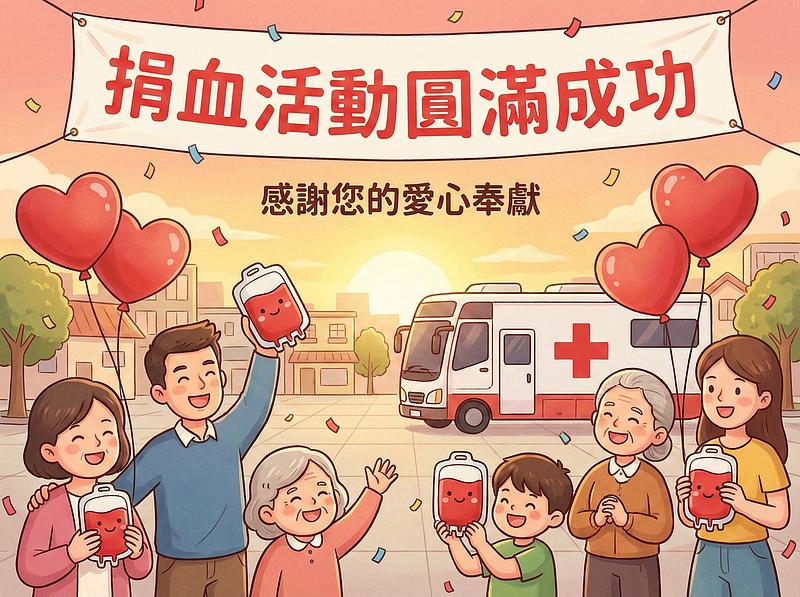 本院日前舉辦捐血活動圓滿成功，感謝您的熱情參與！